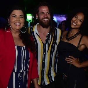 Fabiana Karla encontrou Alejandro Claveaux e Sheron Menezzes na festa Tivoli Tropical, em comemoração aos 33 anos do Tivoli Ecoresort Praia do Forte, na Bahia, nesta sexta-feira, 24 de agosto de 2018
