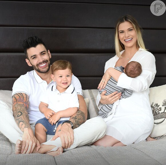 Casado com Andressa Suita, Gusttavo Lima é pai de Samuel, de 1 mês, e Gabriel, de 1 ano