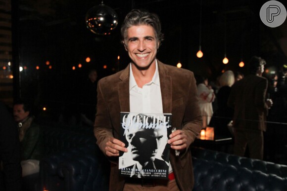 Reynaldo Gianecchini prestigia lançamento da revista 'L'Officiel Hommes', em São Paulo (14 de agosto de 2014)