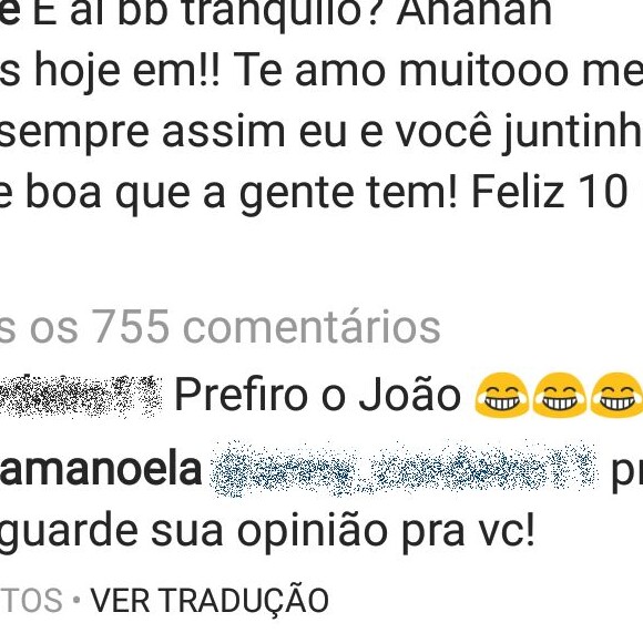 Larissa Manoela rebateu fã que citou ex-namorado em post de Leo Cidade