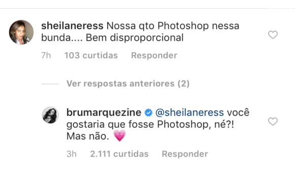Bruna Marquezine rebate comentário de fã que a acursou de manipular foto