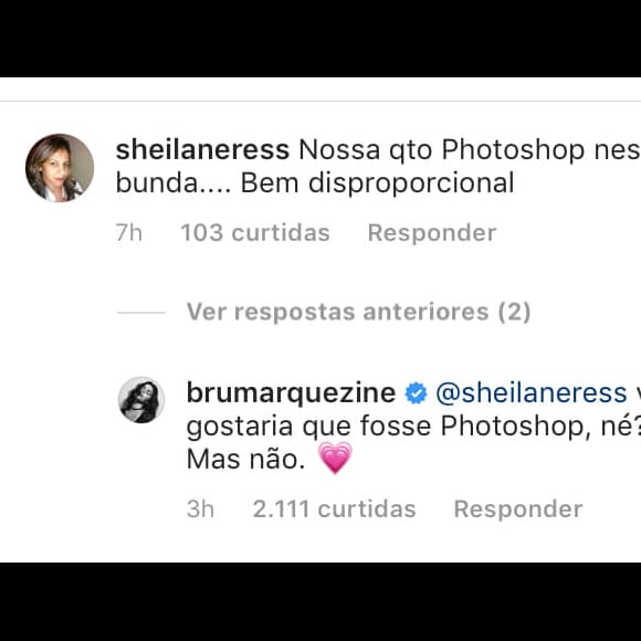 Bruna Marquezine rebate comentário de fã que a acursou de manipular foto