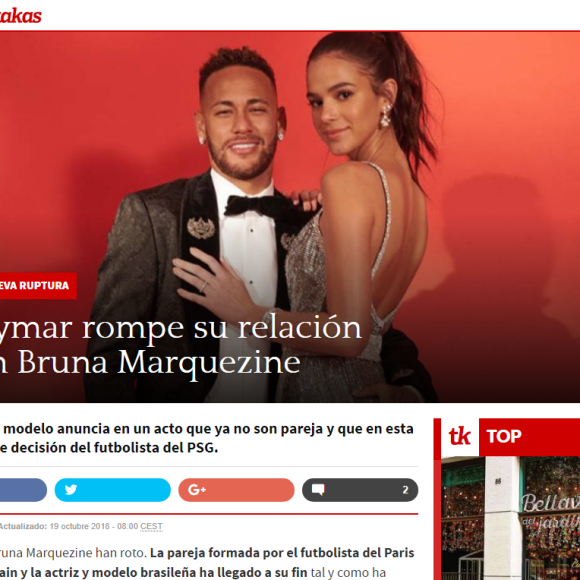 Imprensa internacional repercute fim do namoro de Bruna Marquezine e Neymar