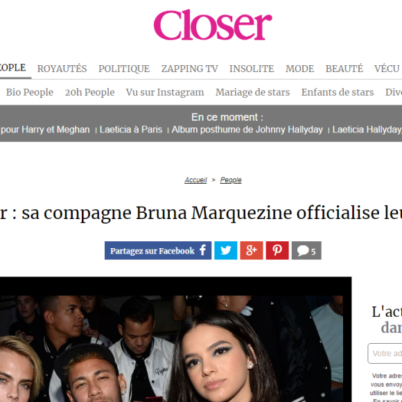 Imprensa internacional repercute fim do namoro de Bruna Marquezine e Neymar
