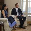 Meghan Markle e o marido, Príncipe Harry, participaram da reunião com o primeiro ministro do país visitado