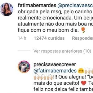 Fátima Bernardes responde carta de internauta