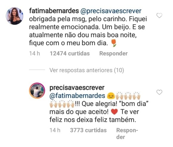Fátima Bernardes responde carta de internauta