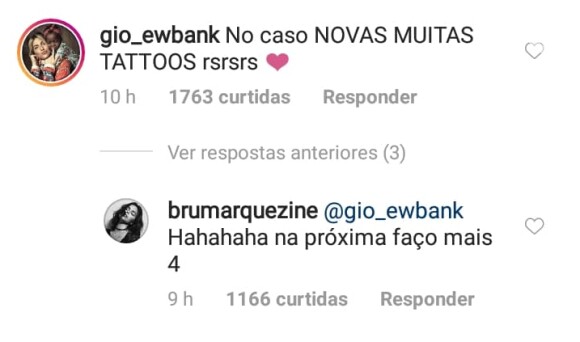 Bruna Marquezine mostra nova tatuagem