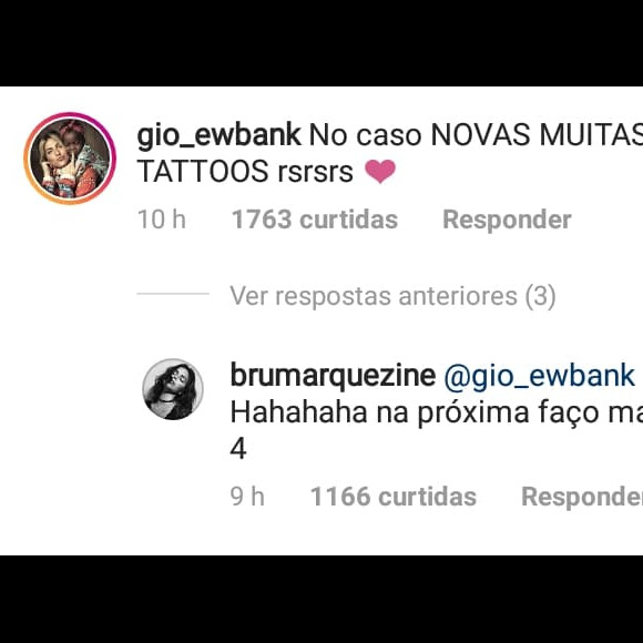 Bruna Marquezine mostra nova tatuagem