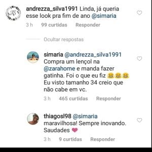 Simaria responde fã sobre vestido