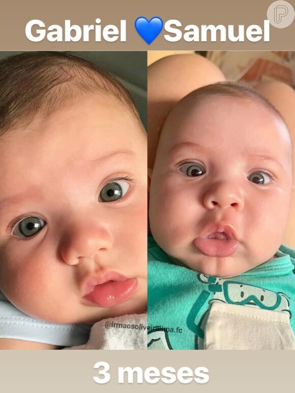 Andressa Suita mostrou semelhança entre os filhos, Gabriel e Samuel, em foto no Instagram nesta quinta-feira, 15 de novembro de 2018