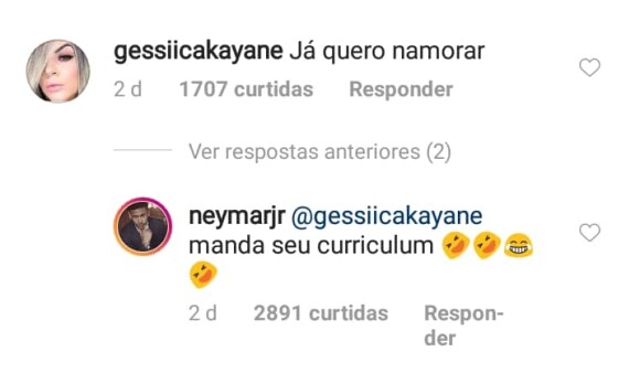Neymar responde pedido de namoro de seguidora