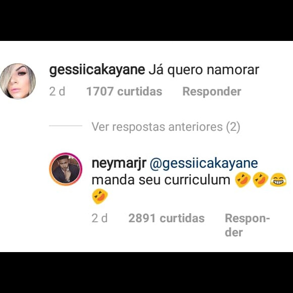 Neymar responde pedido de namoro de seguidora