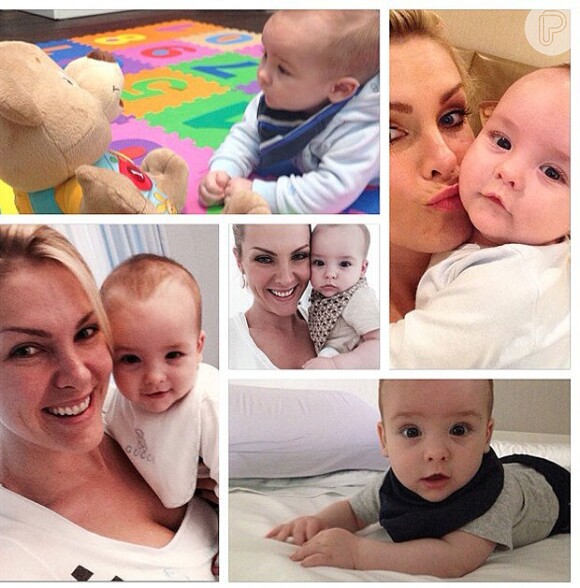 Ana Hickmann comemora 6 meses de seu filho, Alexandre Júnior: 'Nosso ursinho', escreveu ela no Instagram, neste domingo, 7 de setembro de 2014