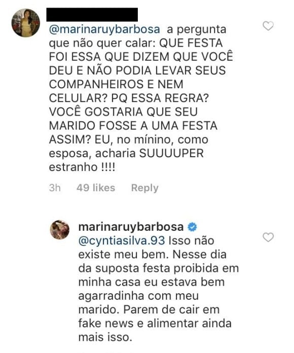 Marina Ruy Barbosa nega festa proibida