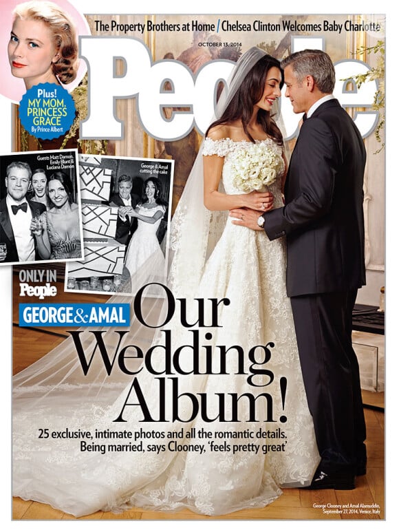 O vestido de noiva de Amal Alamuddin é do estilista Oscar de la Renta e George Clooney usou Giorgio Armani. A primeira foto dos noivos foi divulgada nesta terça-feira, 30 de setembro de 2014