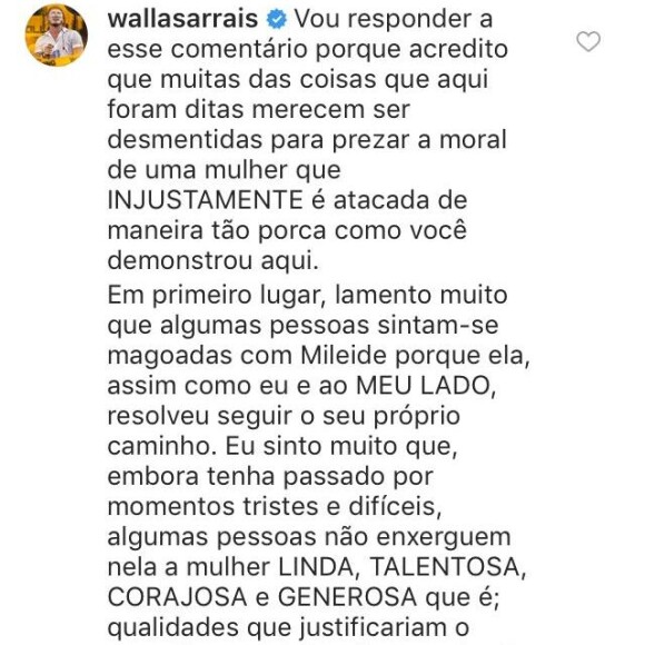 Wallas Arrais exalta a namorada em foto