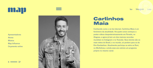 Carlinhos Maia já aparece como um dos agenciados da Map Brasil
