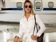 Andressa Suita elege calça de vinil e cropped grifado para show de Gusttavo Lima