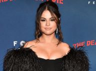 Vestido-camisola, plumas e make nude: o look de Selena Gomez ao lançar filme
