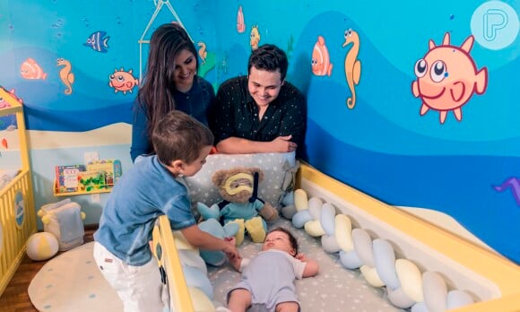 Matheus Aleixo e Paula Aires mostraram decoração do quarto dos filhos