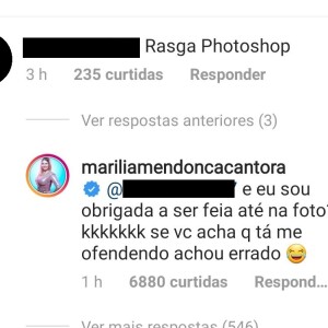 Marilia Mendonça responde fã que a acusou de usar Photoshop na foto