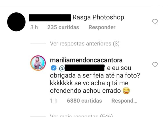 Marilia Mendonça responde fã que a acusou de usar Photoshop na foto