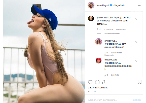 Anna Livya Padilha rebateu após ser criticada em foto