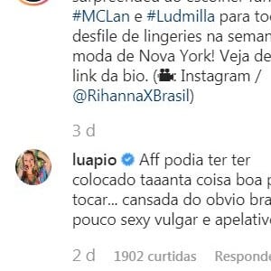 Luana Piovani critica escolha de música de Ludmilla por Rihanna