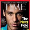 Neymar é capa da revista 'Time', a imagem foi divulgada em 21 de fevereiro de 2013. Apesar das críticas feitas por Pelé, Neymar contar que se sente honrado em ser chamado de 'O próximo Pelé'