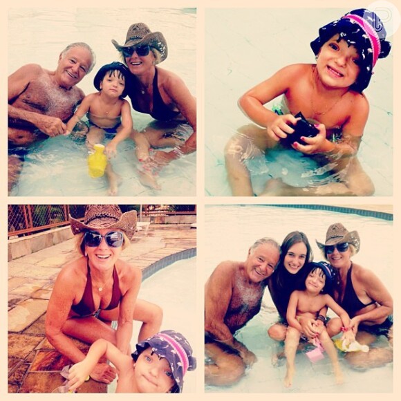 Apaixonada por água, Rafa Justus se divertiu na piscina ao lado da avó, Helô Pinheiro, neste domingo, 24 de fevereiro de 2013