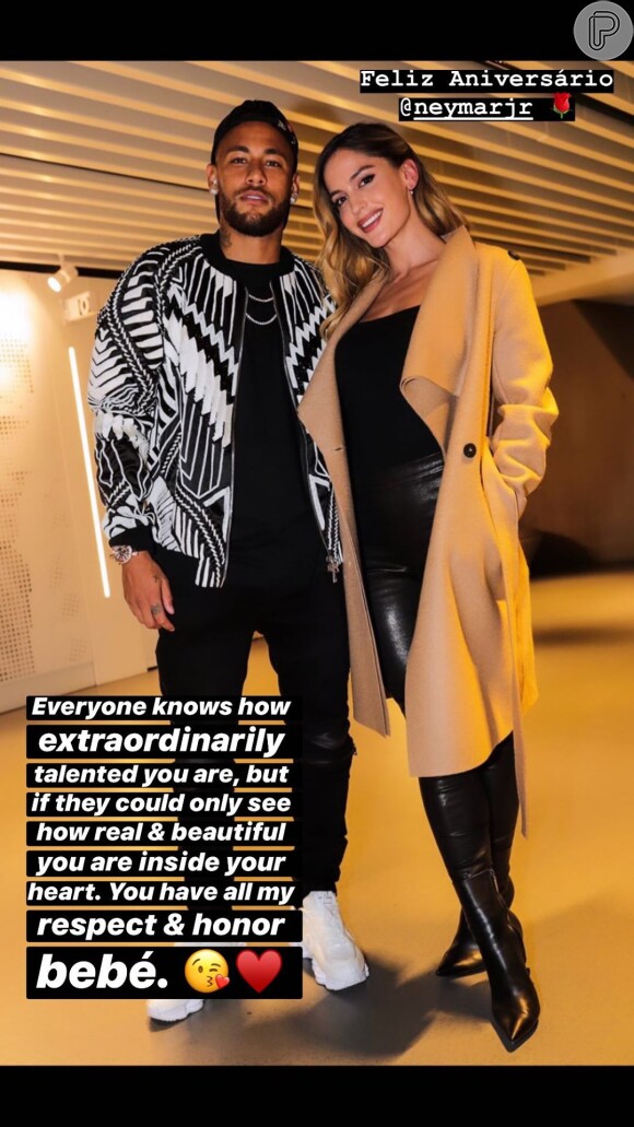 Modelo, apontada como affair de Neymar, exibe foto com o jogador por aniversário de 28 anos nesta quarta-feira, dia 05 de fevereiro de 2020