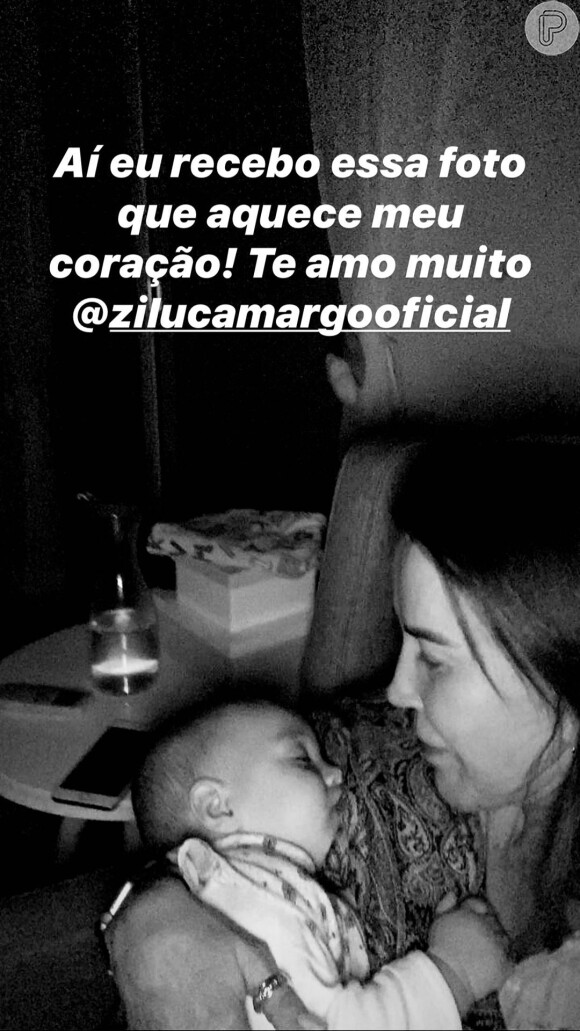 Zilu Godoi mandou foto de Joaquim dormindo para filha Camilla Camargo