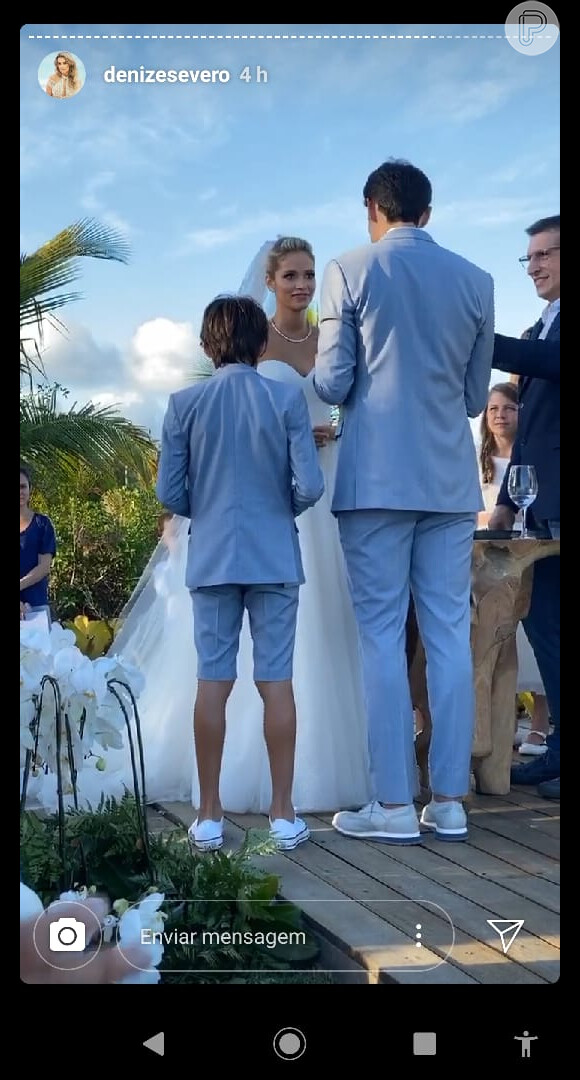 Filhos de Kaká, Luca e Isabella entregaram as alianças no dia do casamento do pai com Carol Dias