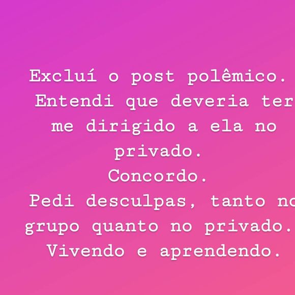 Mel Lisboa avisa aos internautas que se retratou com professora da filha após críticas