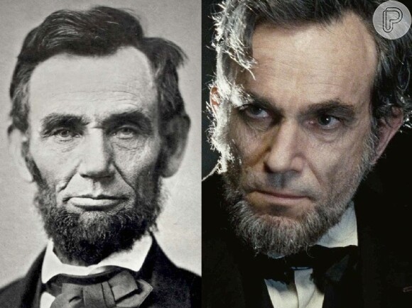 Daniel-Day Lewis surgiu com maquiagem envelhecida na pele do ex-presidente americano Abraham Lincoln no filme 'Lincoln', de 2012