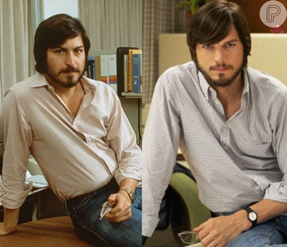 Ashton Kutcher deu vida ao fundador da Apple, Steve Jobs, no filme 'Jobs' (2013) e surpreendeu com a semelhança