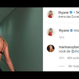 Marina Ruy Barbosa comenta em foto de Thyane Dantas com top de sua marca