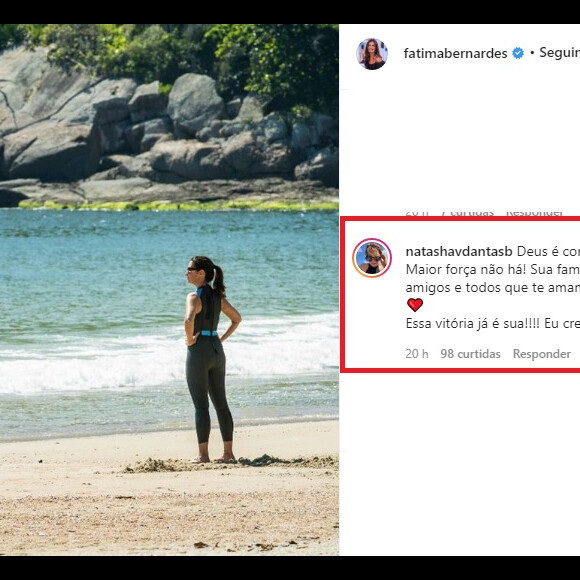 Fátima Bernardes ganhou mensagem de Natasha Dantas, atual mulher de William Bonner, após revelar luta contra o câncer de útero