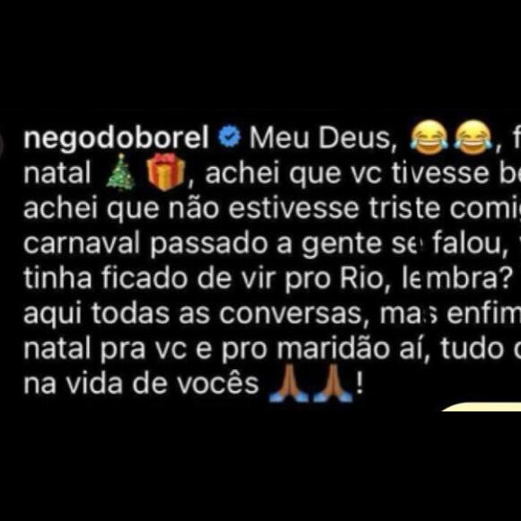 Nego do Borel fica impressionado com mensagens de Julia Schiavi