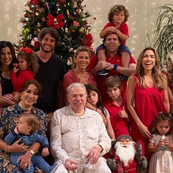 Silvio Santos posou com mulher, filhas, genros e netos no Natal