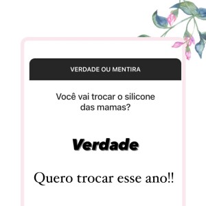 Ana Paula Siebert responde pergunta sobre silicone na web