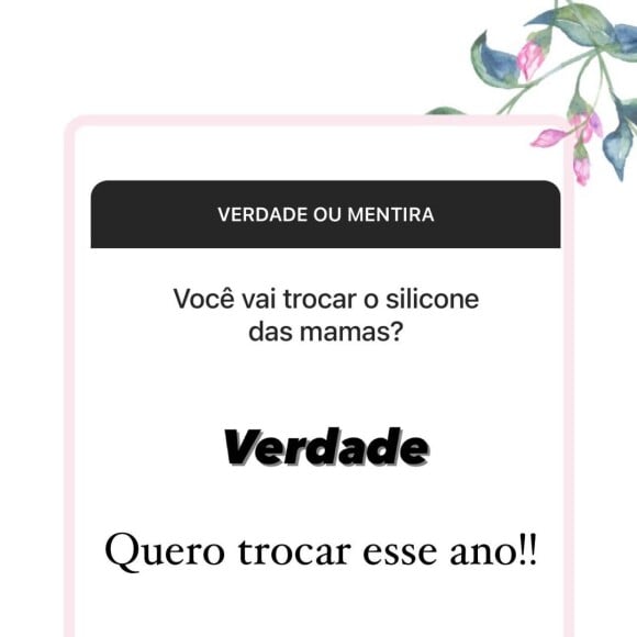 Ana Paula Siebert responde pergunta sobre silicone na web