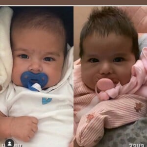 Simone compara os dois filhos, Henry e Zaya, em foto