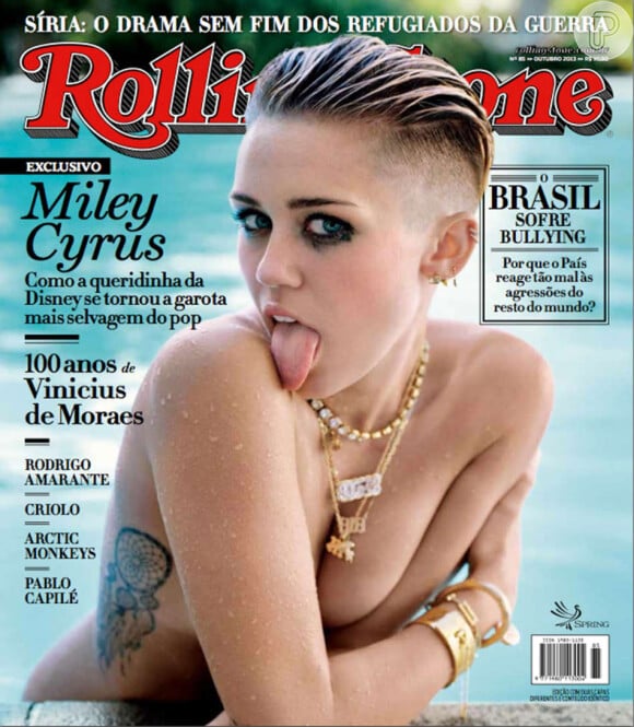 Miley Cyrus sai nua na capa da revista 'Rolling Stone'