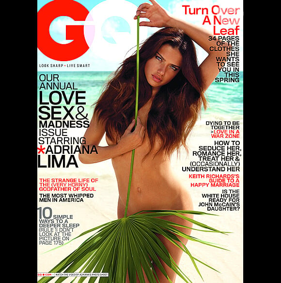 Adriana Lima sai totalmente pelada na capa da revista 'GQ' apenas com uma folha tapando suas partes íntimas