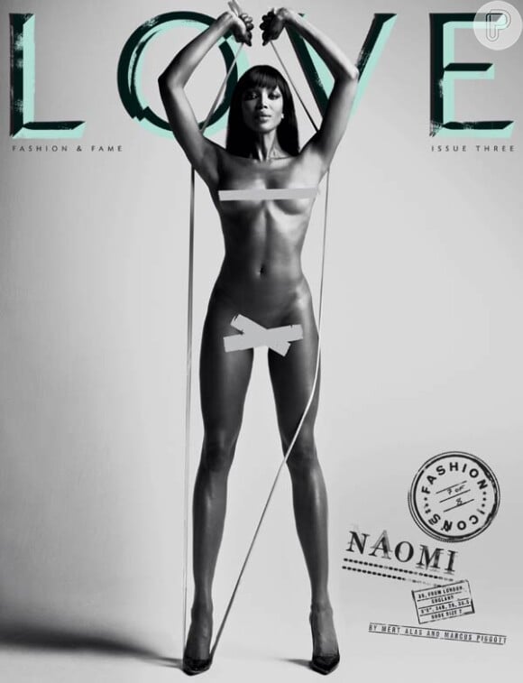 Naomi Campbell sai completamente nua na capa da revista 'Love'