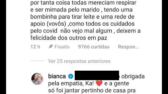 Bianca Andrade sai para jantar 8 dias após parto e se posiciona após críticas: 'Empatia'