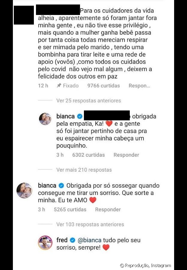 Bianca Andrade sai para jantar 8 dias após parto e se posiciona após críticas: 'Empatia'