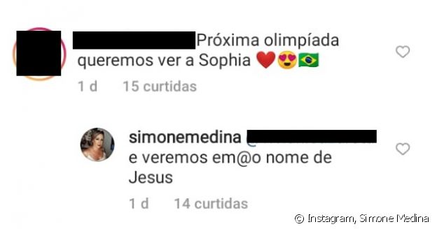 Simone afirma torcer para a filha mais nova, Sophia Medina